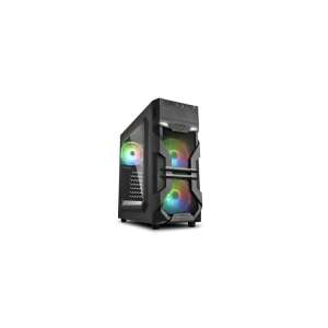 Sharkoon VG7-W RGB ATX schwarzes Gaming-Gehäuse mit Fenster, Vorderansicht, mit RGB-Beleuchtung - Computergehäuse