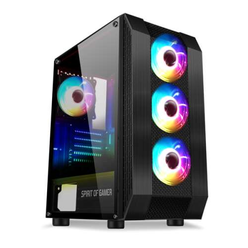 Spirit of Gamer Rogue VI RGB ATX, 1 x USB 3.0, 2 x USB 2.0 black computer case with window