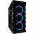 LC Power 709B Solar System X ATX crni kućište za gaming računalo s prozorom, pogled pod kutom s ljubičastim i plavim RGB osvjetljenjem