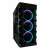LC Power 709B Solar System X ATX crni kućište za gaming računalo s prozorom, pogled pod kutom s ljubičastim i plavim RGB osvjetljenjem