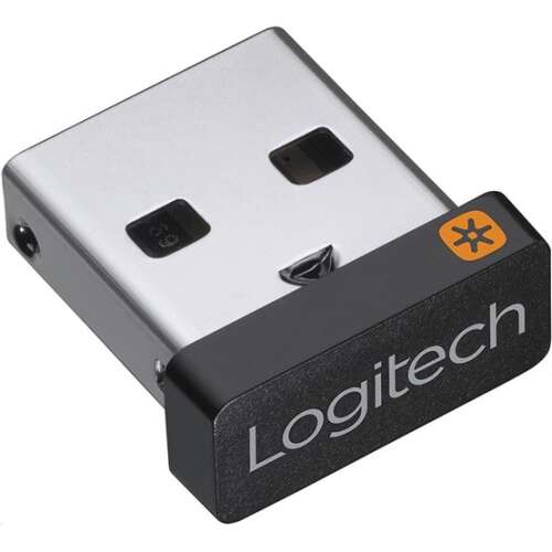 Receptor USB Logitech Unifying, mic, argintiu, negru, pentru conectarea mouse-urilor și tastaturilor Logitech