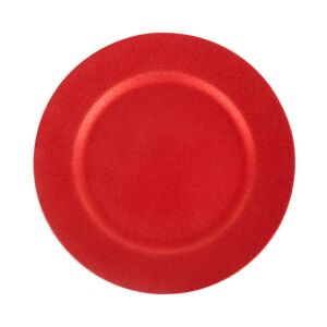 Ambition Decor 33cm Piros Dísztányér - Csillogó Ünnepi Asztaldekoráció - Dekortál