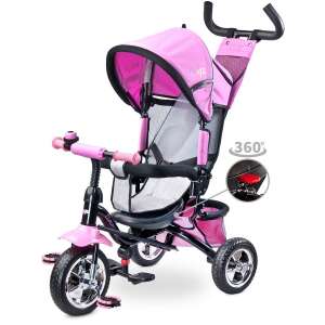 Toyz Timmy Kinderdreirad in Pink mit 360 Grad drehbarem Sitz, Verdeck, Ablagekorb und Eltern-Griff - Dreiräder