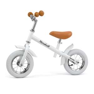 White Milly Mally Marshall Air balance bike for toddlers, with brown seat and handlebars - Milly Mally