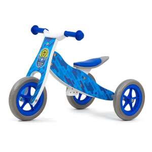 Milly Mally Cool Blue Army 2-in-1 Convertible Wooden Balance Bike, Tricycle for Toddlers, Kids, Children - Milly Mally