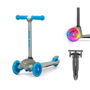 Milly Mally Zapp three-wheeled scooter for kids, blue and grey, with light-up wheels - Toy