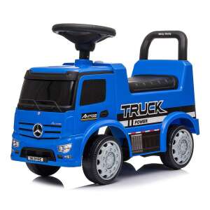 Angled view of blue Milly Mally Mercedes ANTOS ride-on truck - Baby Walker