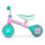 Side view of Milly Mally Micro Plus Cat balance bike for toddlers, pink and green, with cat design on the seat