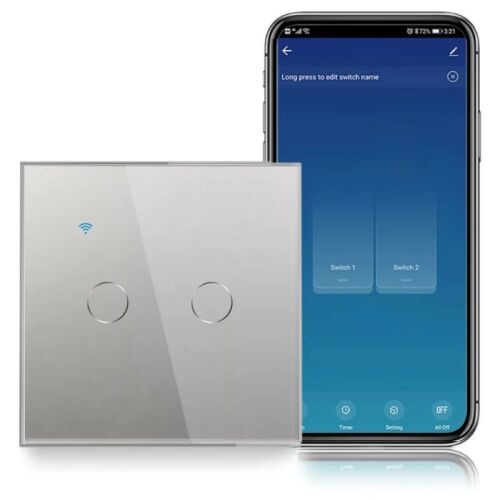 iUni 2-Gang Smart Touch Light Switch with App Control