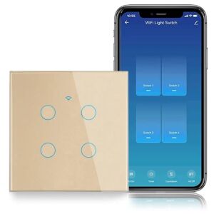 iUni 4G Smart Touch Lichtschalter, Gold, mit Smartphone-App-Oberfläche - IUni