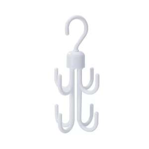 White multi-hook hanger for closet organization, perfect for hanging scarves, belts, bags, and other accessories - Standing hanger