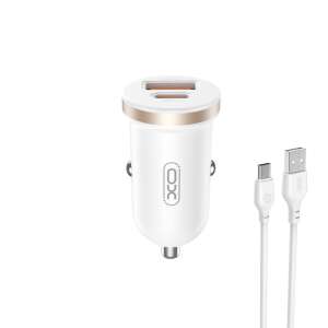 XO CC56 autós töltő USB-C és USB-A csatlakozókkal, fehér - XO