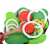 Wooden salad set for kids, includes bowl, lettuce, tomato, cucumber, onion, pepper, fork, spoon