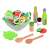 Wooden salad set for kids, includes bowl, lettuce, tomato, cucumber, onion, pepper, salt, pepper shaker, oil, vinegar, fork, spoon