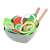 Wooden salad set with felt vegetables in bowl