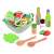 Wooden salad set with bowl, felt vegetables, dressing bottles, and salad servers