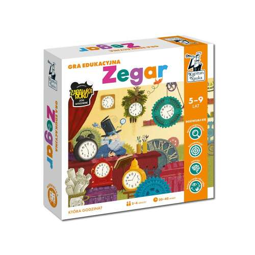 Captain Science Educational Clock Game #0478 board game box, learn to tell time, ages 5-9