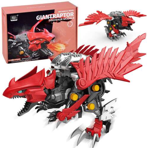 Giant Raptor Dinosaur Model, red, mechanical, buildable, moving, toy, for kids