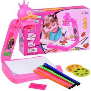 Pink projector painting set with crown, 3 slides, 21 patterns, 6 water pens, 3 in 1, for kids - Drawing Table