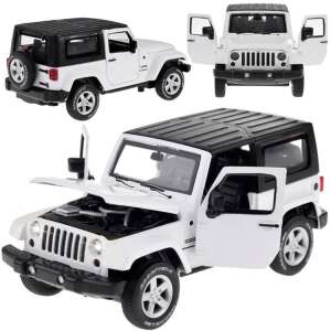 Jeep Wrangler 1:32 scale toy car, white with black accents, multiple views showing features - Nonbrand Kids's play car