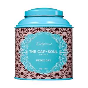 The Cap Soul Detox Day tea, 80g, eredeti finom tea kék dobozban virágmintával - The Cap Soul
