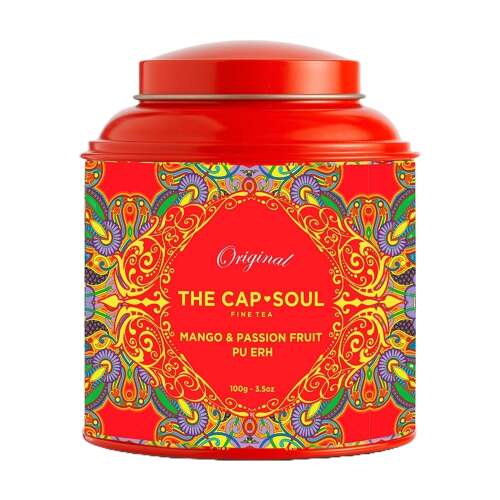 The Cap Soul, Mango & Passion Fruit tea, 100 g, infúziós típusú, gyümölcsös, mangó ízű, maracuja, aromás, 100%-ban természetes összetevők