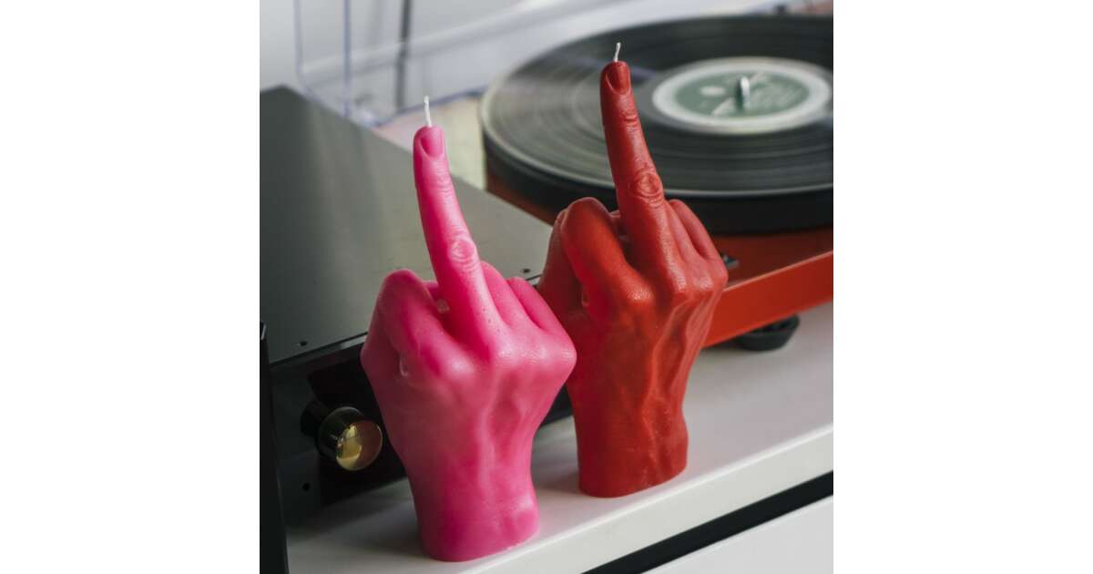 CandleHand Decorative Candle, F*ck You, H 20 cm, realistic size and texture, ready in decorative box, cotton wick, handmade, pink 102947676