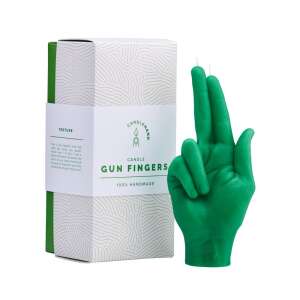 CandleHand Gun Fingers candle, green, 100% handmade, in box - Candle