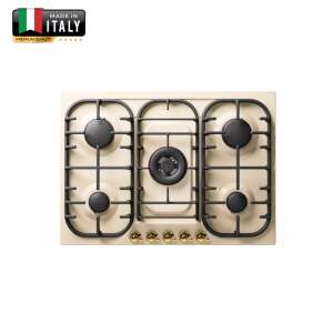 Beépített gáztűzhely Nostalgie ILVE, HCB70CN/AWB, 70 cm, retro modell, 5 égős, elektromos gyújtás, robusztus öntöttvas rács, arany forgókapcsolók, Stop Gas biztonsági rendszer, modern kivitel 102947762 - ILVE