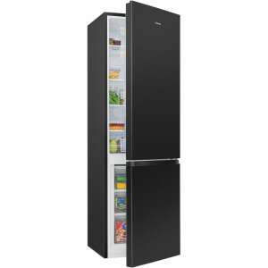 Bomann KG7353N 268 liter refrigerator freezer in black, open door view - Bomann