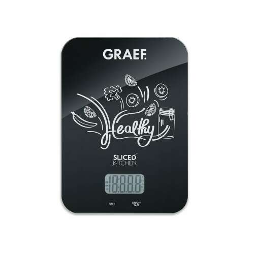 Cântar de bucătărie digital Graef KS 202, negru, cu design sănătos, capacitate 5 kg
