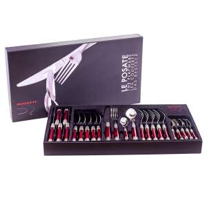 Set de tacâmuri Casa Bugatti Rinascimento, 24 piese, într-o cutie cadou de lux, cu design vintage și o combinație de oțel inoxidabil și mânere placate cu argint - Seturi de tacâmuri