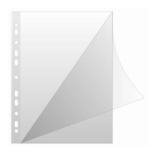 DONAU "L" A4 150 micron clear genotherm, top view, 11 holes, for ring binders