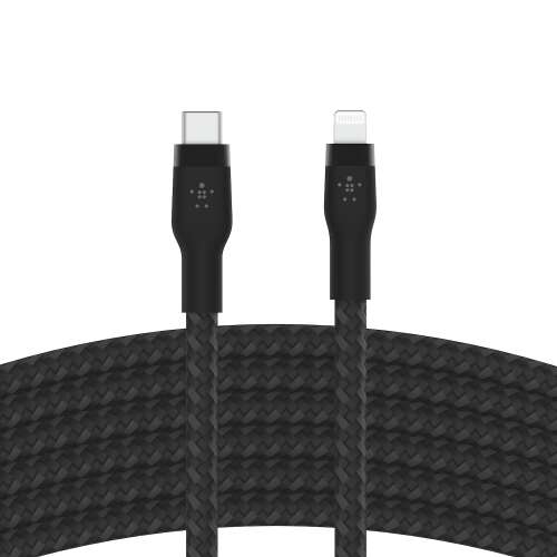 Belkin BOOST CHARGE PRO Flex USB-C – LTG fonott szilikon kábel – 3M – fekete 104882799 - Kábel