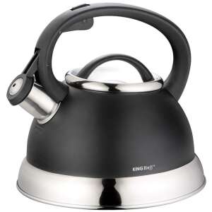 Ceainic negru cu fluier, Kinghoff 2,4L Kh-1224, din oțel inoxidabil, cu mâner - Ceai & Accesoriu pentru prepararea ceaiului