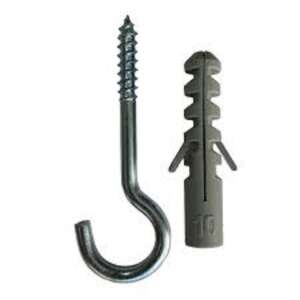 10 pack of 45mm screw hooks with wall plugs, ideal for hanging items on walls - Screw