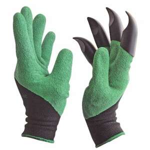 Pair of green gardening gloves with digging claws, perfect for planting, weeding, and digging - Work gloves