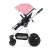 Side view of Petite & Mars Grand II Platinum Pink stroller with seat unit