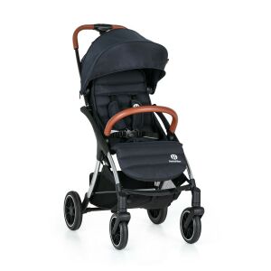 Petite & Mars Cross Anthracite Blue stroller, front view, lightweight and compact - Petite&Mars