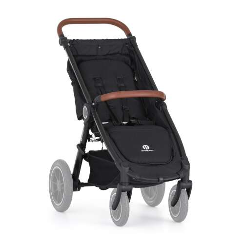 Petite & Mars Street2 Oak stroller frame, black with brown leather handle