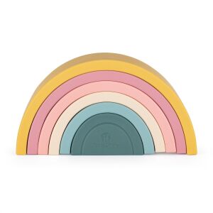 Petite & Mars Rainbow Stacking Toy - Intense Ochre - Silicone Arches - Plastic Building Toy