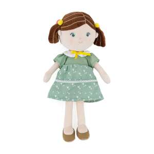 Petite & Mars Hannah plush doll, 35 cm, green dress, brown hair - Baba and Dollhouse