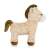 Petite & Mars Little Joe plush horse toy, beige with brown mane and tail, standing on white background