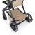 Petite & Mars ICON 2in1 stroller in Mocha Beige LITE AIR color, showing the wheels and the basket