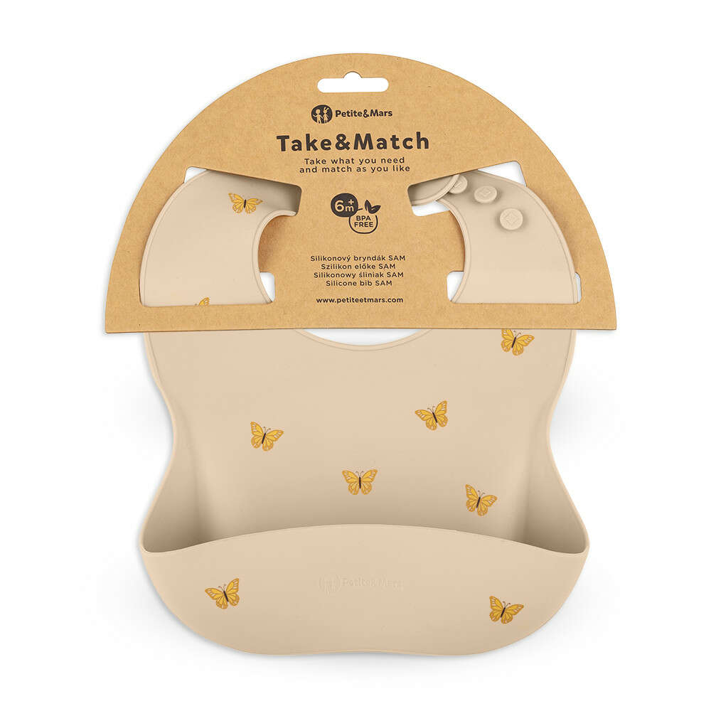 Petite &Mars Szilikon előke Take&Match Sand Butterflies 6m+