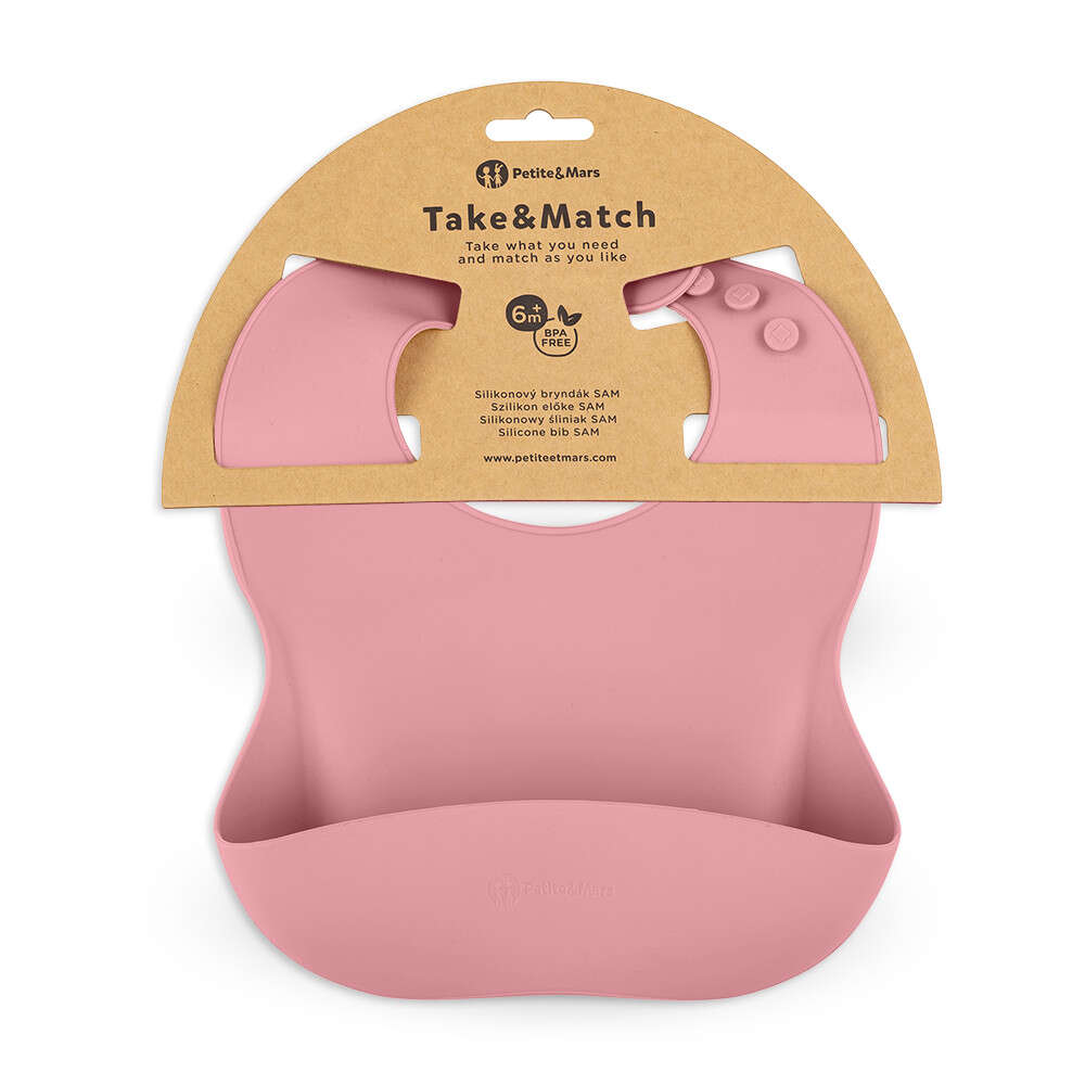 Petite &Mars Szilikon előke Take&Match Dusty Rose 6m+