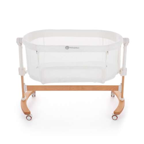 Petite & Mars Glory 2in1 Adjustable Baby Crib with Cradle Function, white, wooden, with wheels