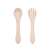 Petite & Mars TAKE&MATCH silicone spoon and fork in Desert Sand, top view
