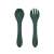 Petite & Mars TAKE&MATCH silicone spoon and fork set, Misty Green color, for babies 6 months and up