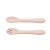 Petite & Mars silicone baby spoon and fork set, beige